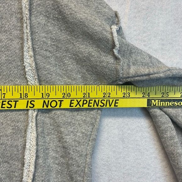 FREE PEOPLE Sweatshirt Women's XS Gray Cream Victorian Lace Crochet Open Back - Picture 4 of 11